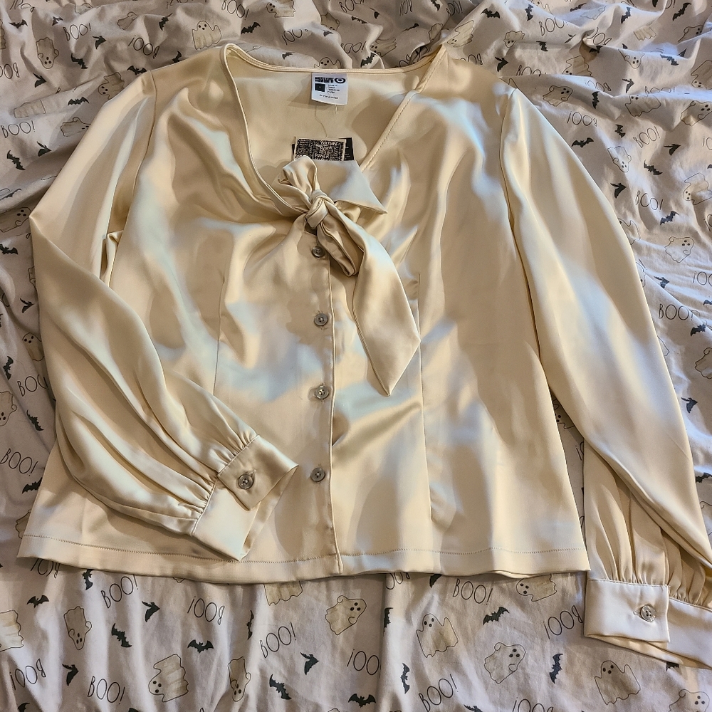 Target x House of Aama cream satin wrap shirt. NWT